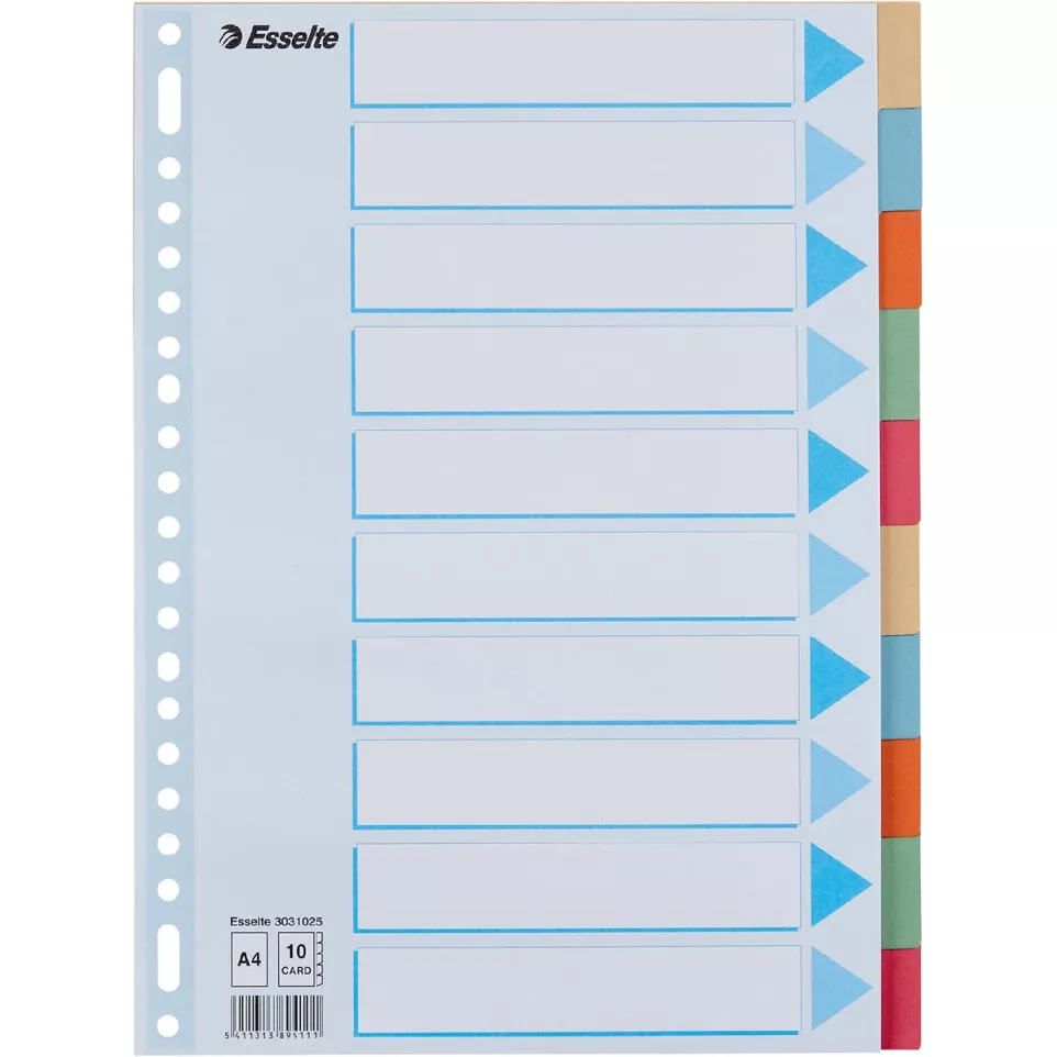 Esselte 10-tab Dividers, 275 gsm...