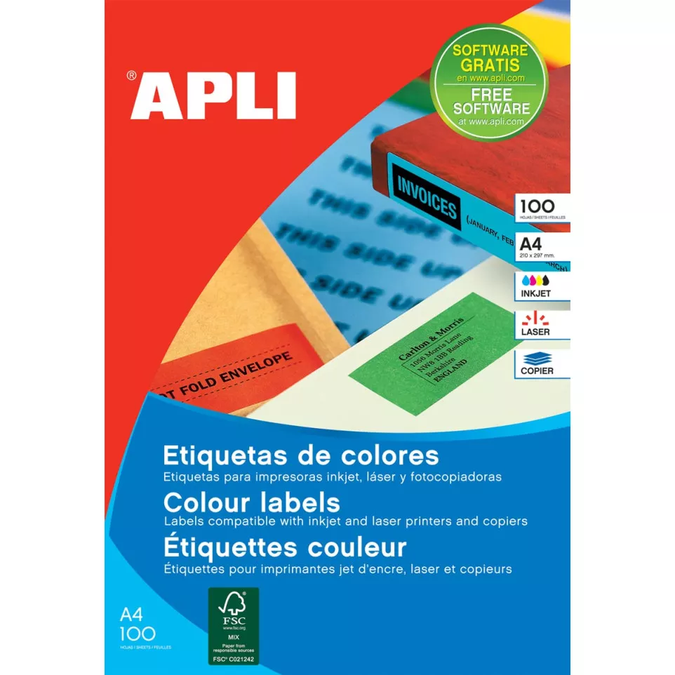 Apli Gekleurde etiketten ft 105 x 37...