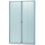 Bisley Office Furniture Tambour Cabinet 198 x 120 x 43 cm (H x W x D) 4 Shelves Silver