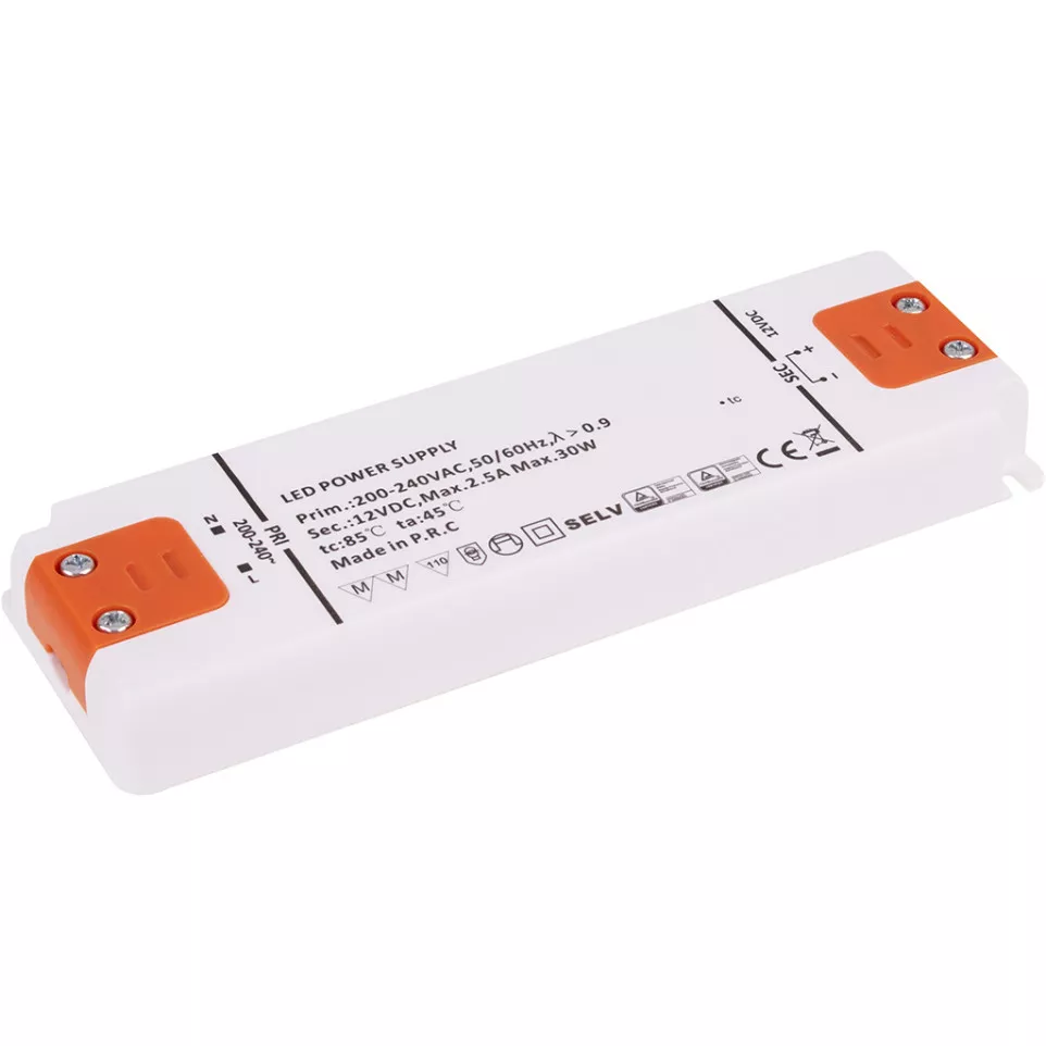 Slim LED-driver 30W 12V DC kabelvrij...