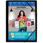 Oxford Polyvision A4 Polypropylene Folder with Flaps and Elastic, Black