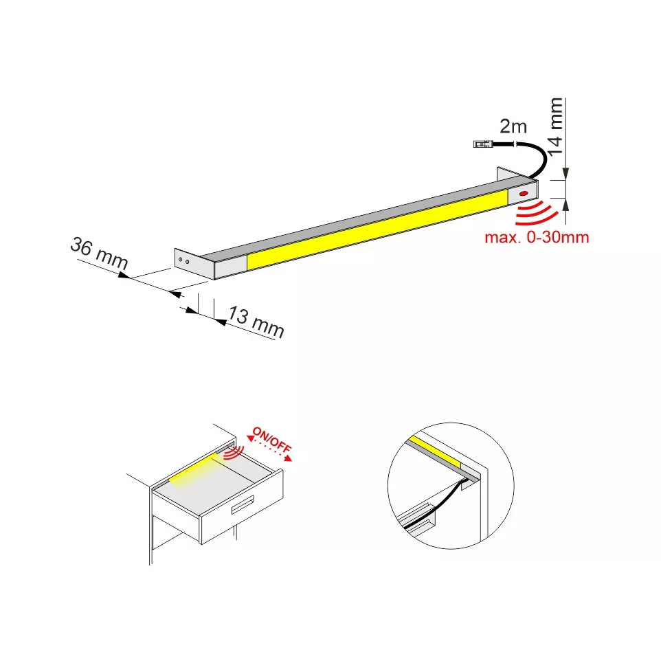 Polarus LED 4000K ladebalk met sensor...