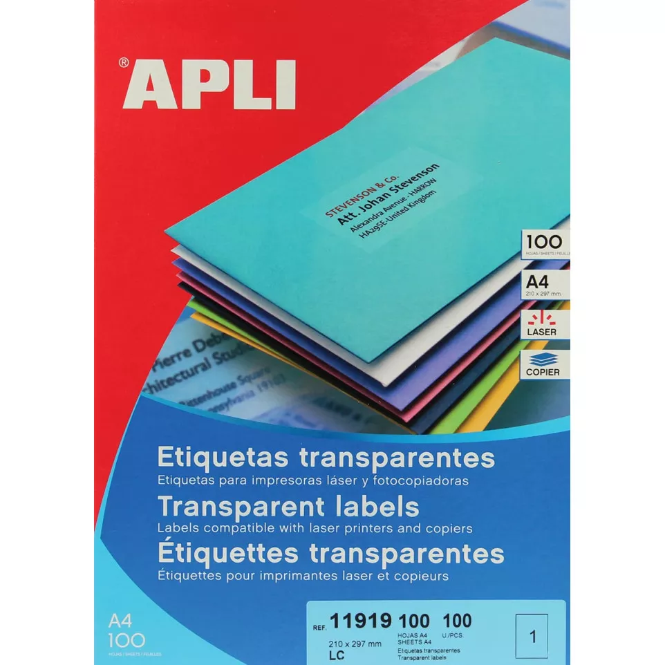 Apli Transparent Labels 210 x 297 mm,...