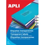 Apli Transparent Labels 70 x 37 mm, 2,400 pieces, 24 per sheet, box of 100 sheets