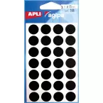 Agipa étiquettes ronds en pochette diamètre 15 mm, noir, 168 pièces, 28 par feuille