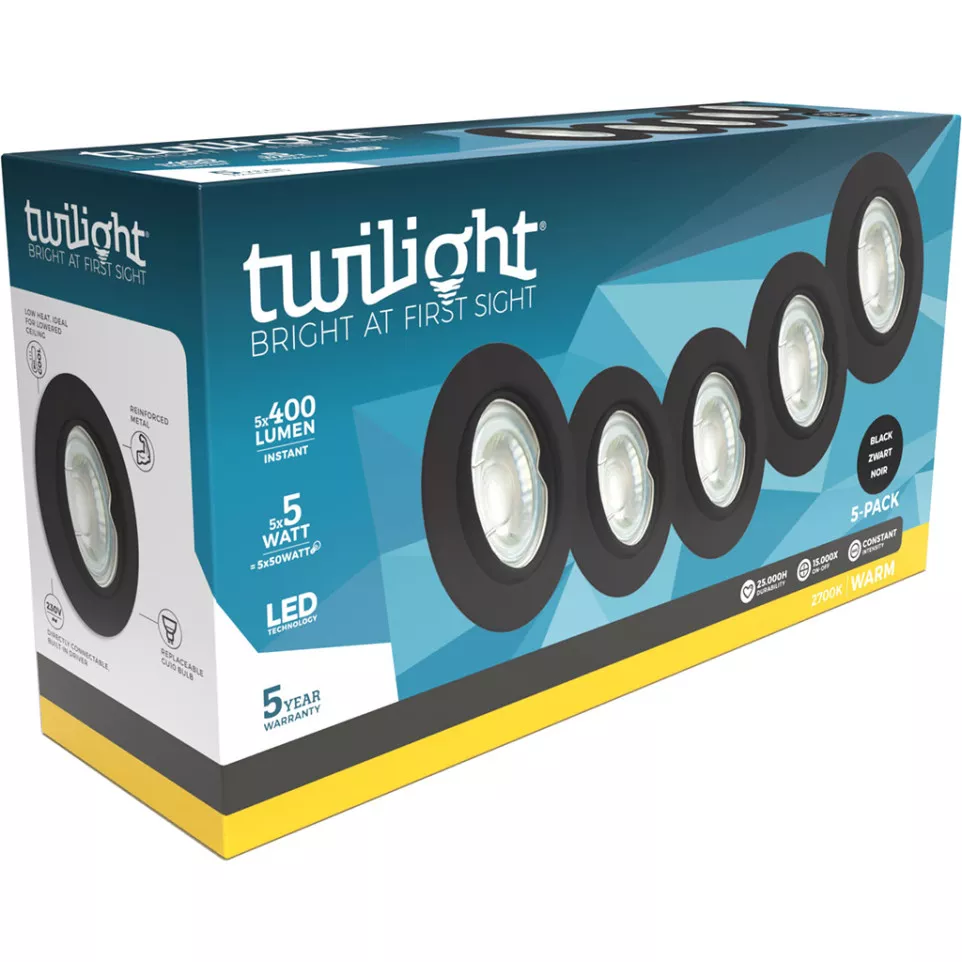 GU10 spot 5W 400lm warm wit zwart...