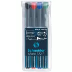 Schneider Maxx 222 F Permanent Markers, Wallet of 4 Assorted Colors