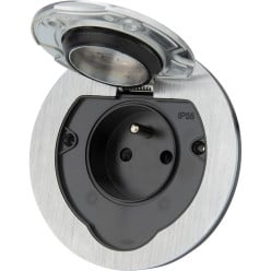 Prise étanche Initiale Thomson IP55 alu brossé ronde / pce