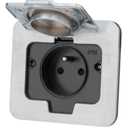 Thomson Initial Waterproof Square Socket IP55 Brushed Aluminum per piece