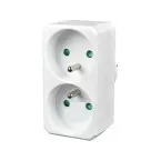 Domino blanc 2 prises 16A + terre / pce