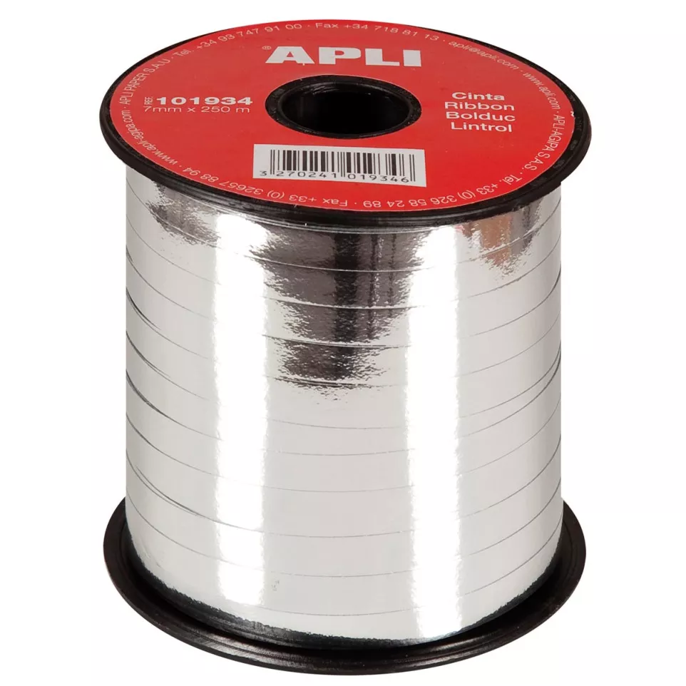 Apli curling ribbon 7 mm x 250 m, silver