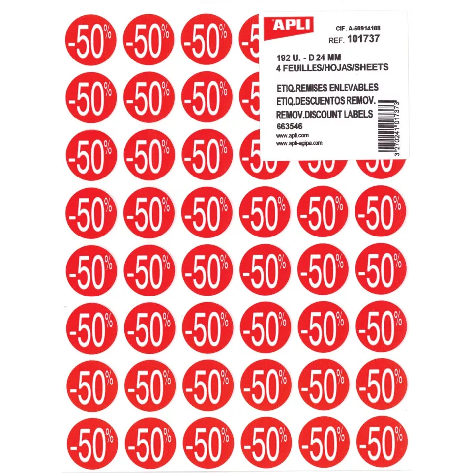 Agipa Kortinglabel -50%, rood, pak...