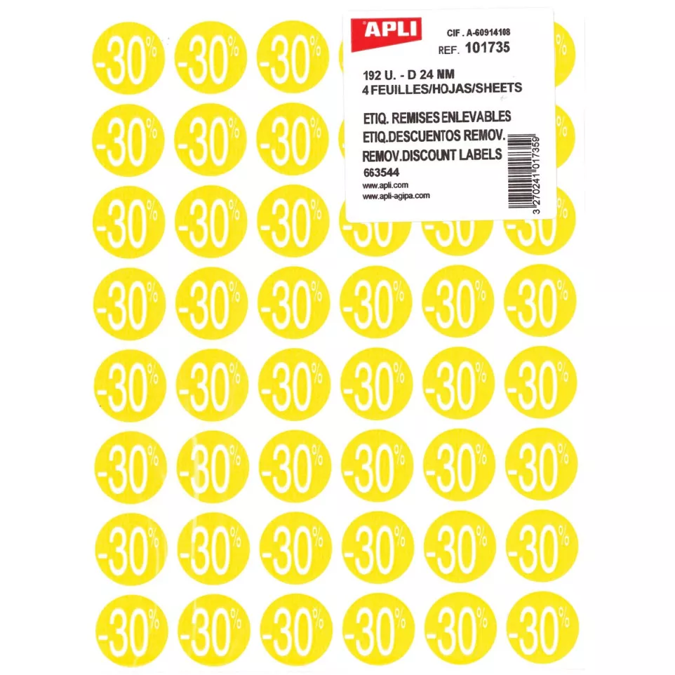 Agipa Kortinglabel -30%, geel, pak...