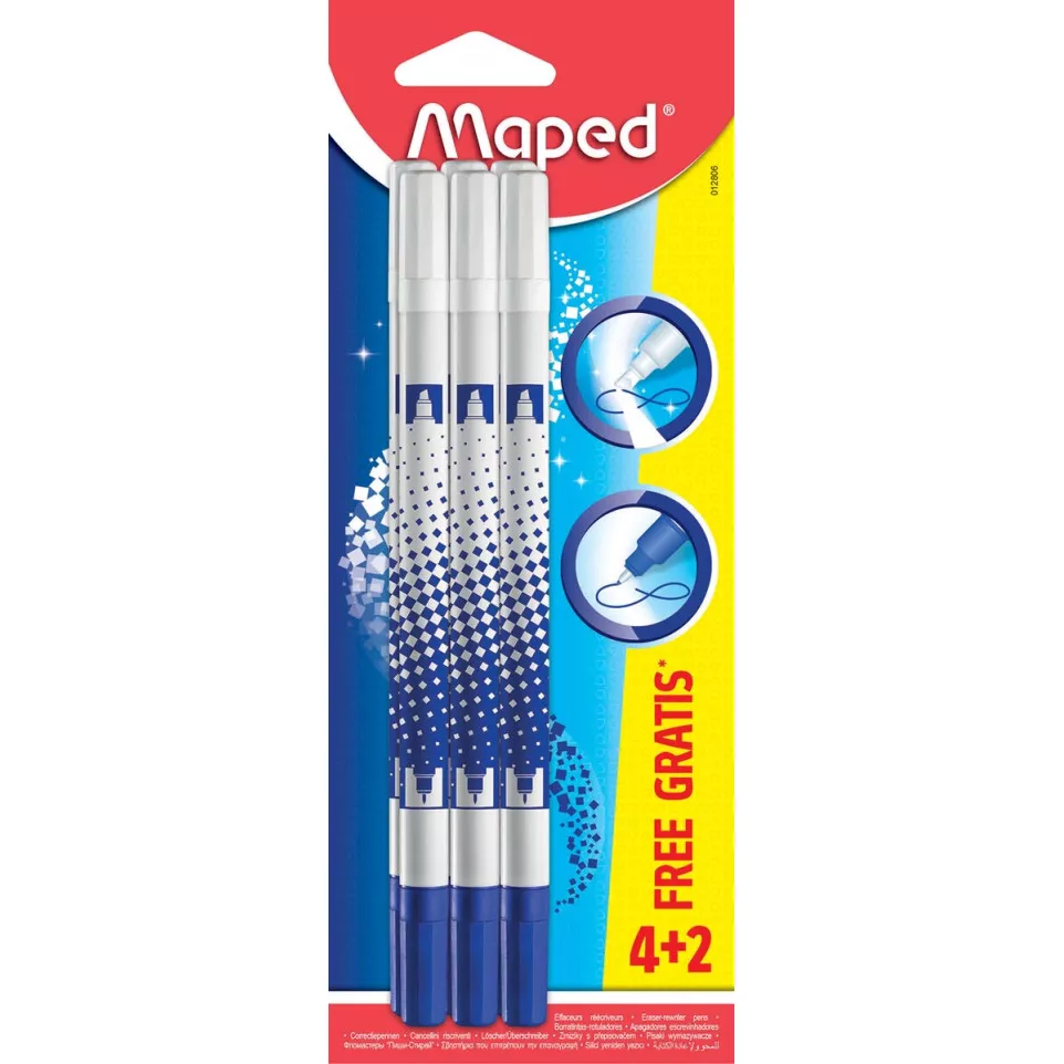Maped Erasers, Blister Pack of 6 (4 +...