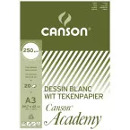 Canson papier à dessin Academy, 250 g, ft 29,7 x 42 cm, A3, bloc de 20 feuilles
