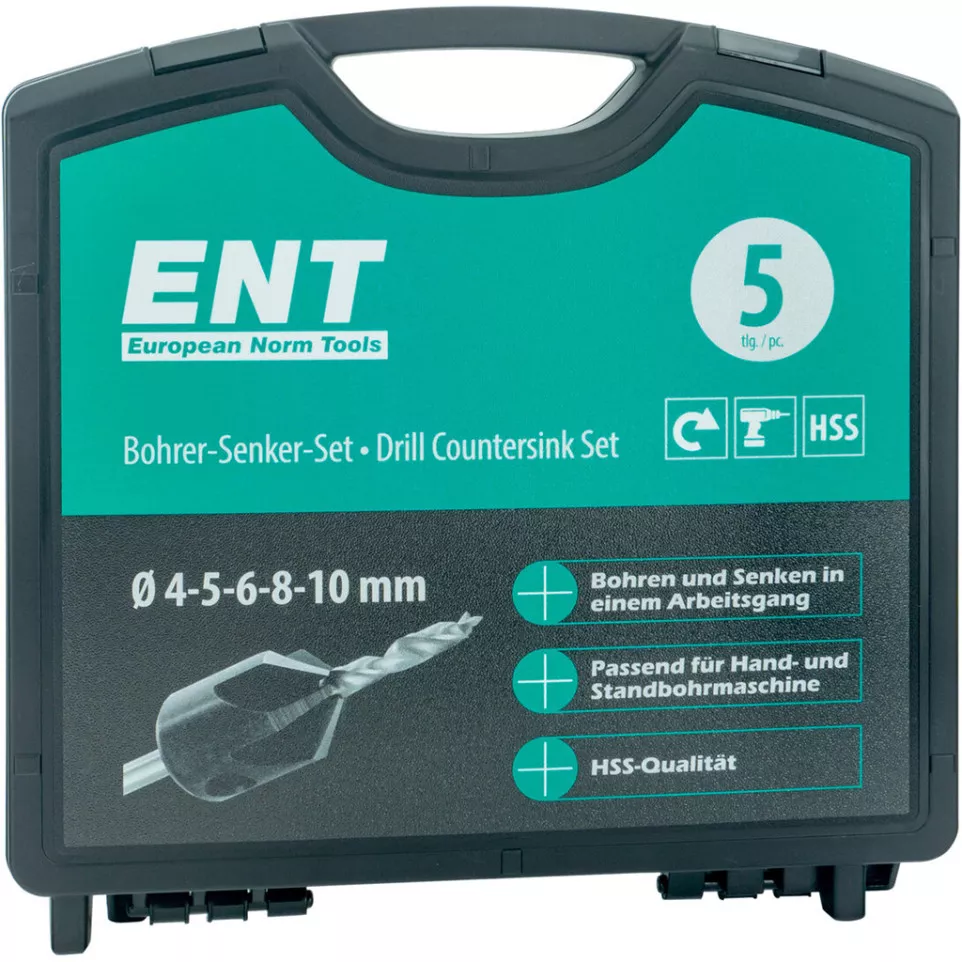 Set of 5 Countersinks 4 to 10 mm with...