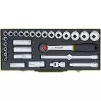 Proxxon 23000 Socket Set for Heavy Duty Work with 1/2\" Ratchet 29 Pieces per Piece