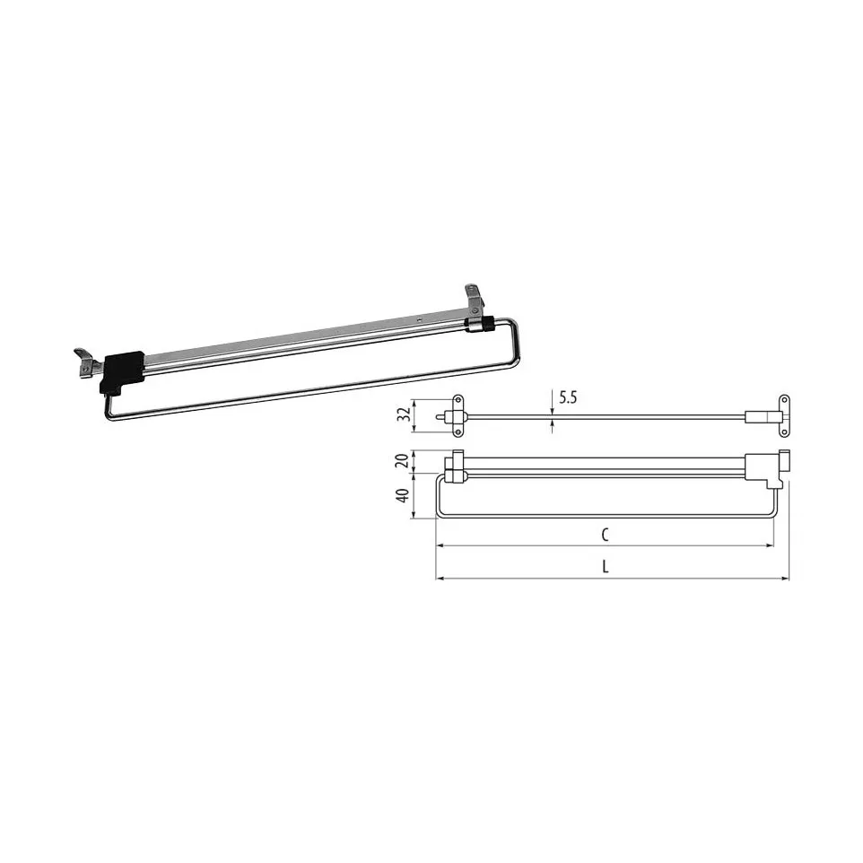 Porte-cintres coulissant rack 450mm /...