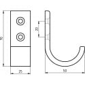 Enkele kapstokhaak 111 XL in matzwart aluminium F1 / pce