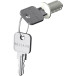 Verchroomd push-turn veiligheidsslot met verwisselbare binnencilinder en 2 omkeerbare platte sleutels voor beglazing tot 8 mm di