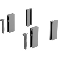 92 mm zilveren adapterkit voor Hettich ArciTech DesignSide zijverlengingen met helder glas / pce