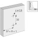 Plaque de montage nickelée avec vis pour panneaux à particules (pour le perçage Ø2,5mm) et réglage en hauteur direct, distance 1