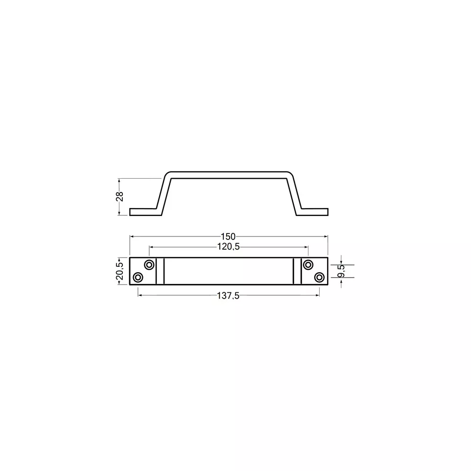 4203 150mm opschroefbare handgreep in...