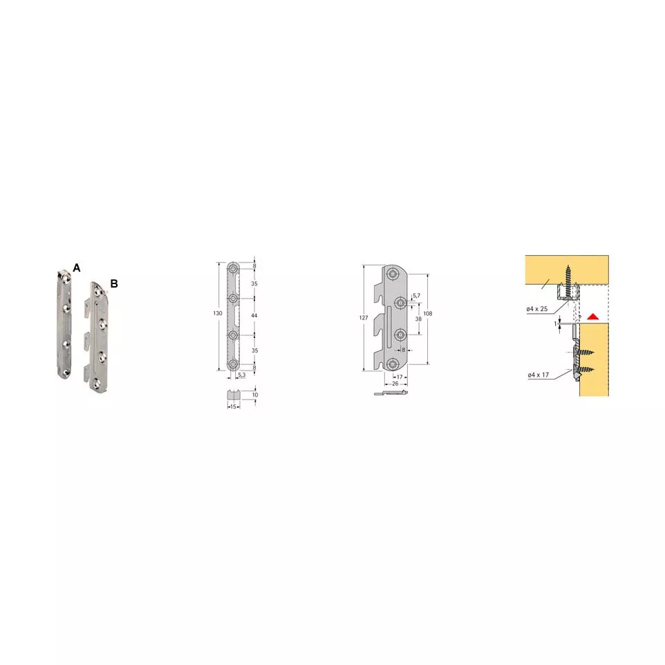 Hettich bed connecting fitting 130mm...