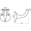 Support de rampe plat 3507 déporté 75mm à visser alu noir / pce