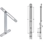 905 aluminium kompas voor 9 tot 10,5mm speling en 16mm minimum breedte van houten valraam lengte 150mm F1 / pce