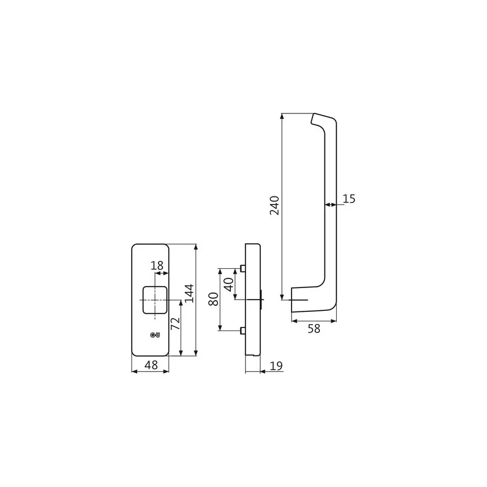 GU 966 Right Interior Handle Natural...