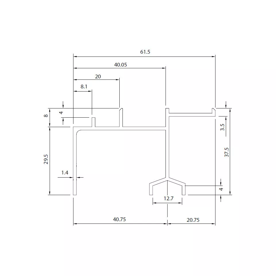 Top Guide Rail 11100 Aluminum...