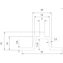Bodemrail 9265 aluminium opschroefbaar voor schuif- en hefschuifsysteem totale hoogte 19mm lengte 6000mm F1 / 6m