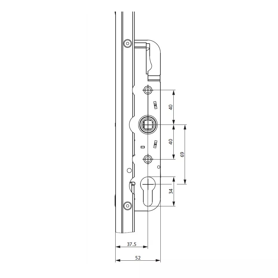 GU 934 E37.5 L 2670mm Door Lock...