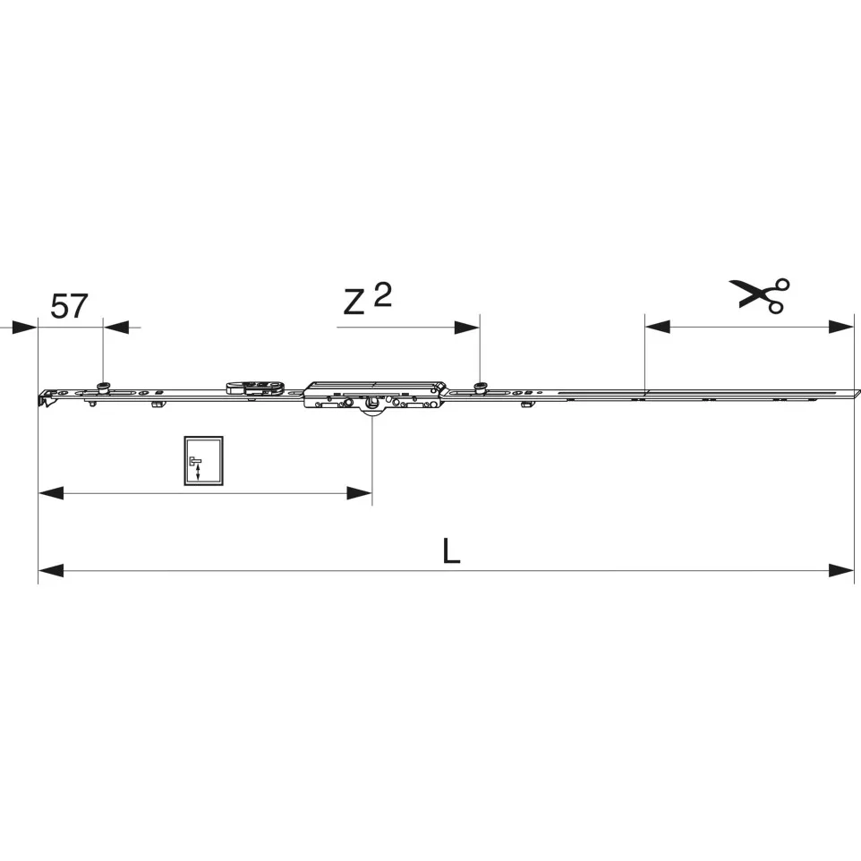 MACO Cremone with Fixed Backset 6.5mm...