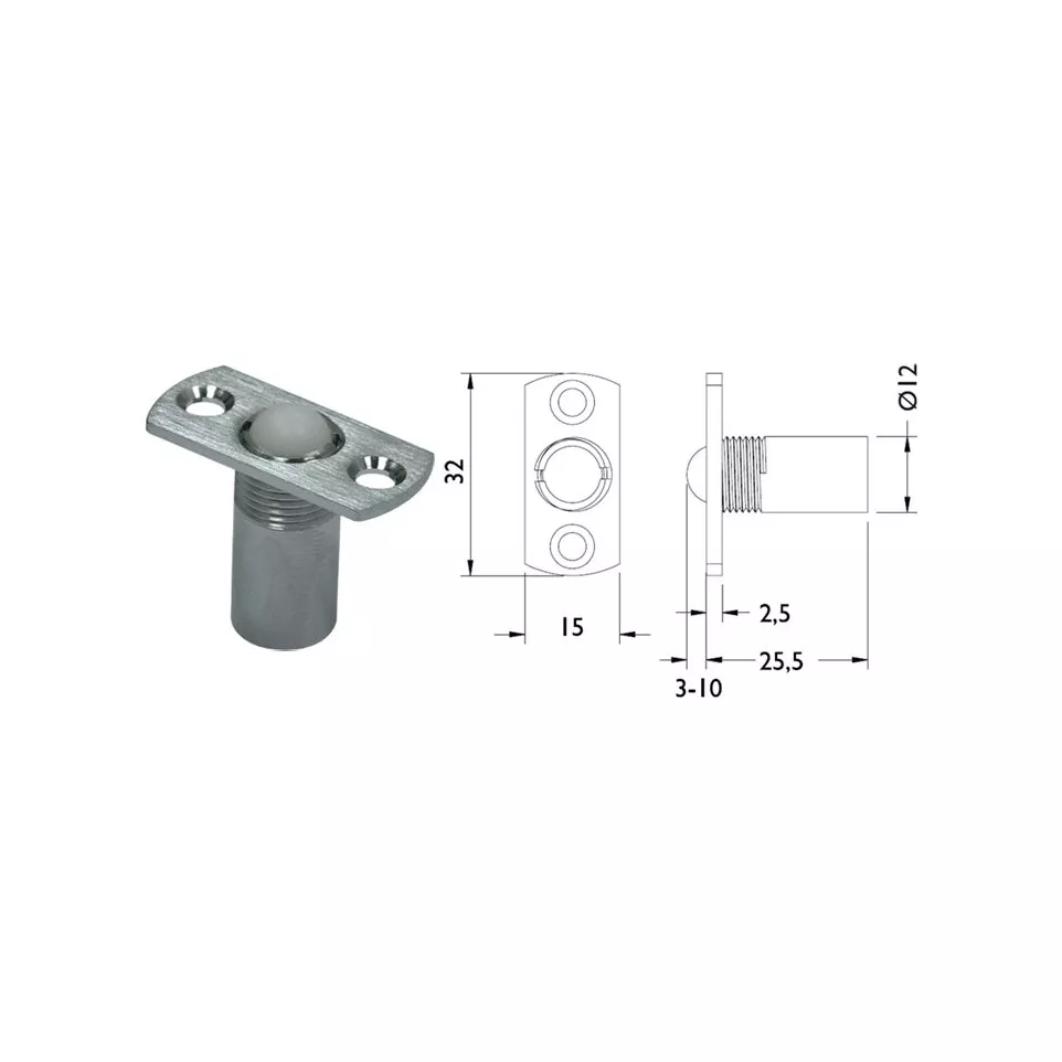 Adjustable Ball Catch 3-10 mm Hermat...
