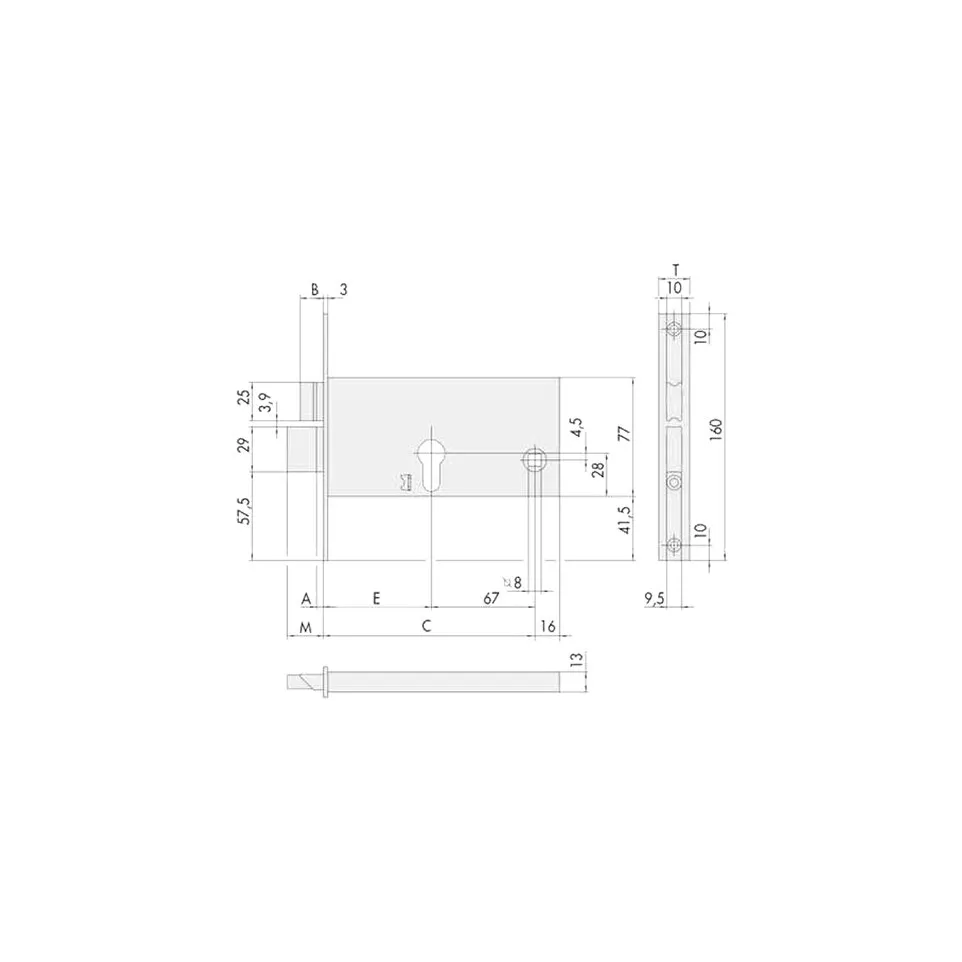 Mortise lock latch and deadbolt / pc