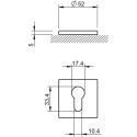 Paar vierkante cilinder rozetten 52x5mm 4230 5SQ 77 gehamerd antiek messing / PCE