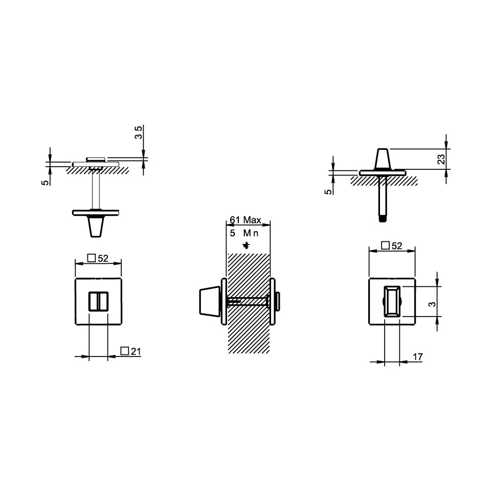 Square Toilet Flush Plate 52x5mm 4040...