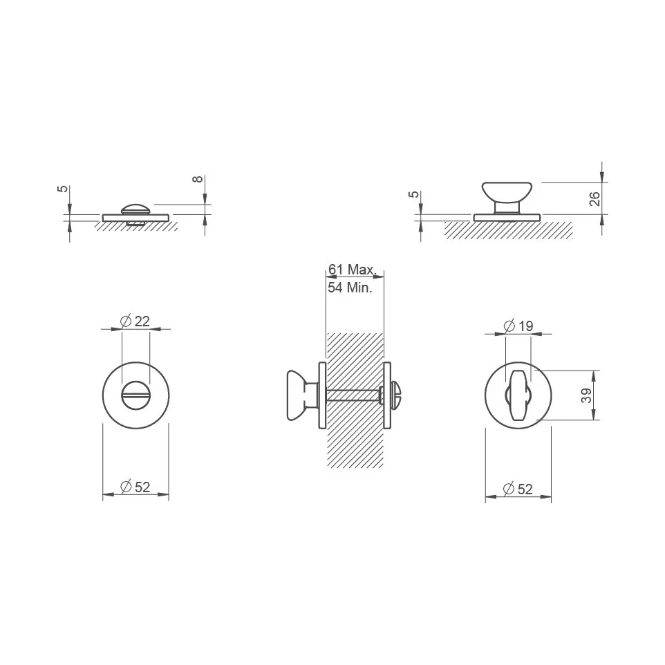 Round WC Escutcheon 52x5mm 4041 5S...