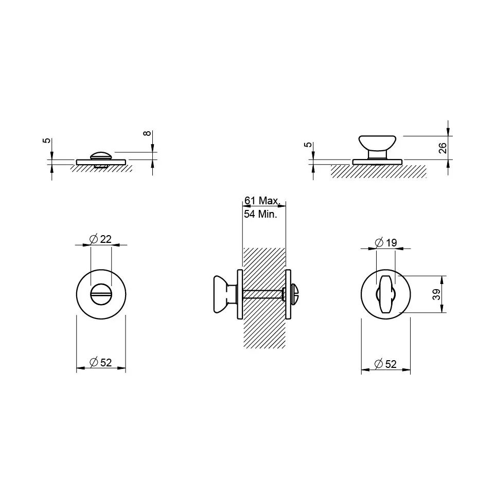Garniture WC ronde Ø52x5mm 4041 5S...