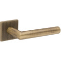 Pair of Hammered Matte Bronze Brass Door Handles on Square Roses 4002 5SQ T2 77 / PC