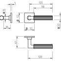 Pair of chrome-plated brass door handles on square roses 4211 5SQ 03 knurled finish per piece
