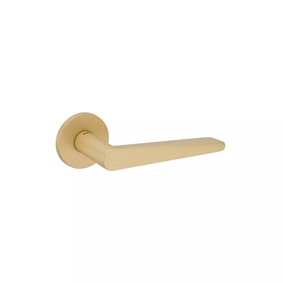 Pair of satin brass door handles on...