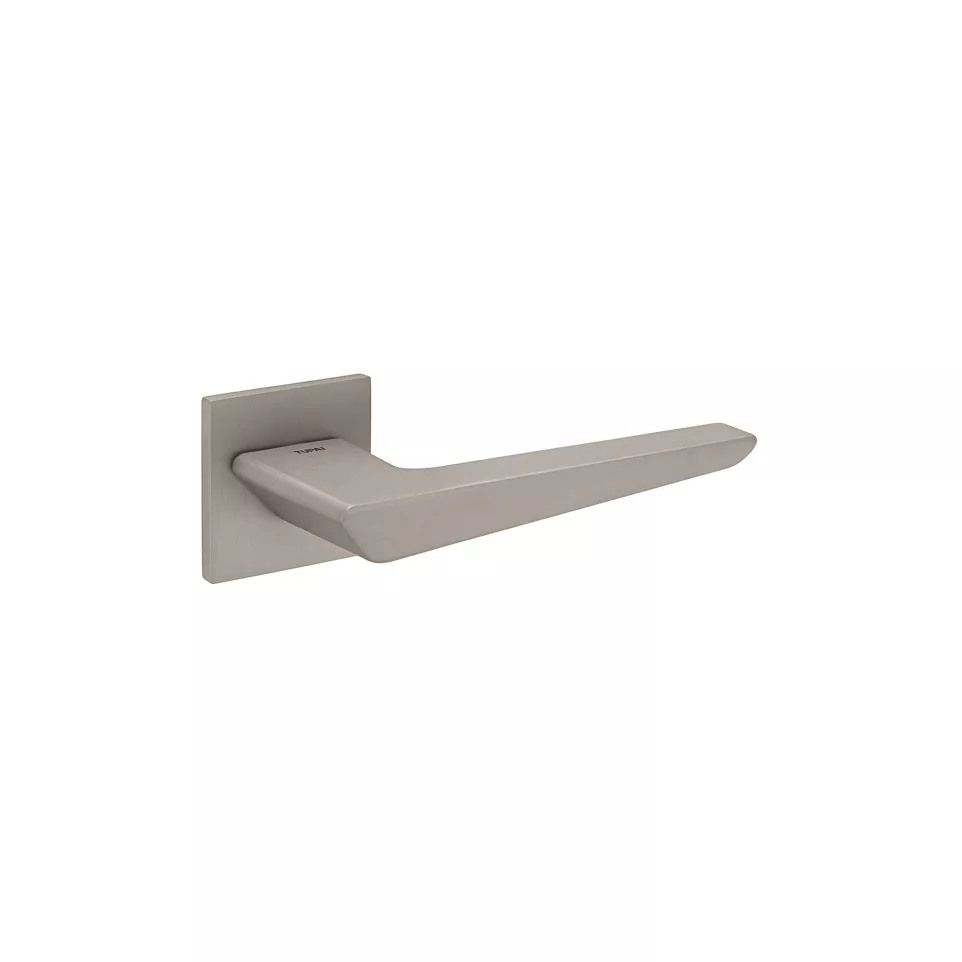 Pair of door handles on square rose...