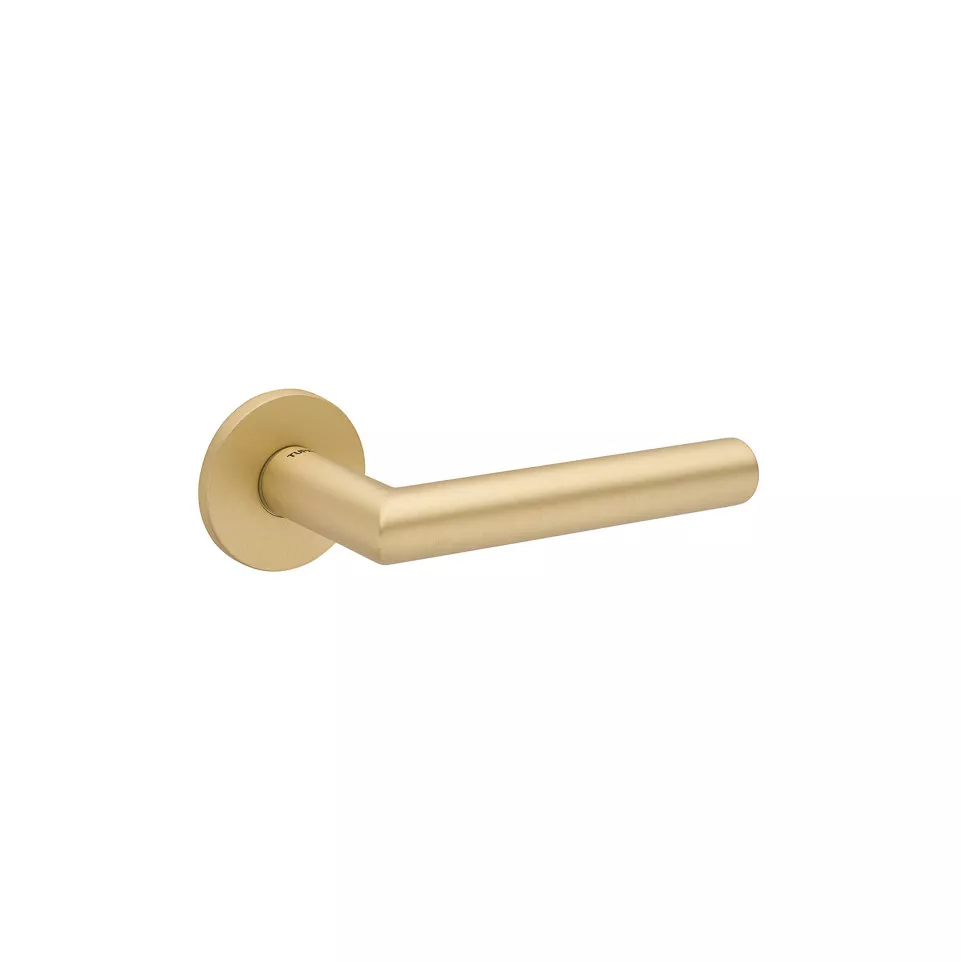 Pair of satin brass door handles on...