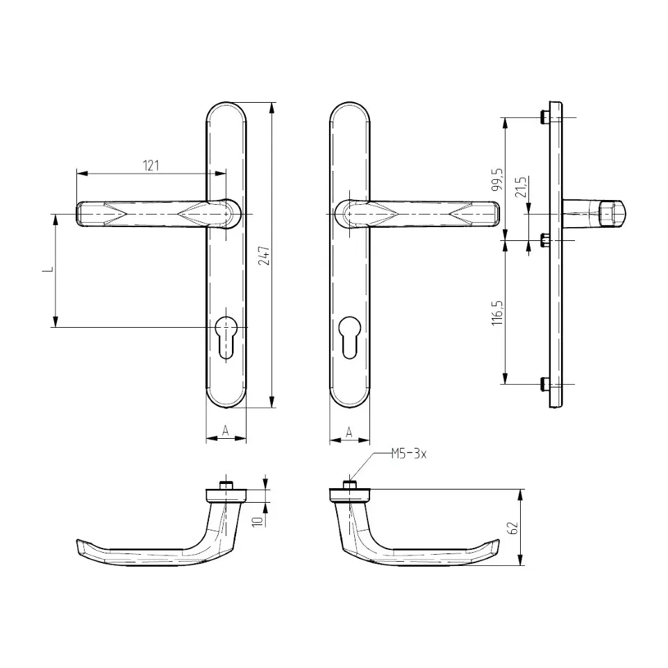 Saturn Door Handle Set on 36mm Plate...