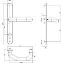 Rondo Half Lever Handle on Plate PZ92 Stainless Steel Square 9mm for Anti-Panic Lock per piece