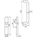 Poignée simple inox GU Rondo sans PZ forme U Ø20mm pour châssis levant-coulissants / pce