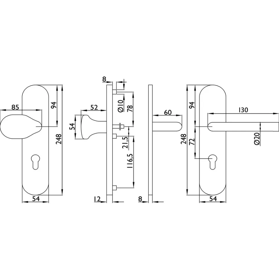 Security Trim Set L90° Knob/Lever...
